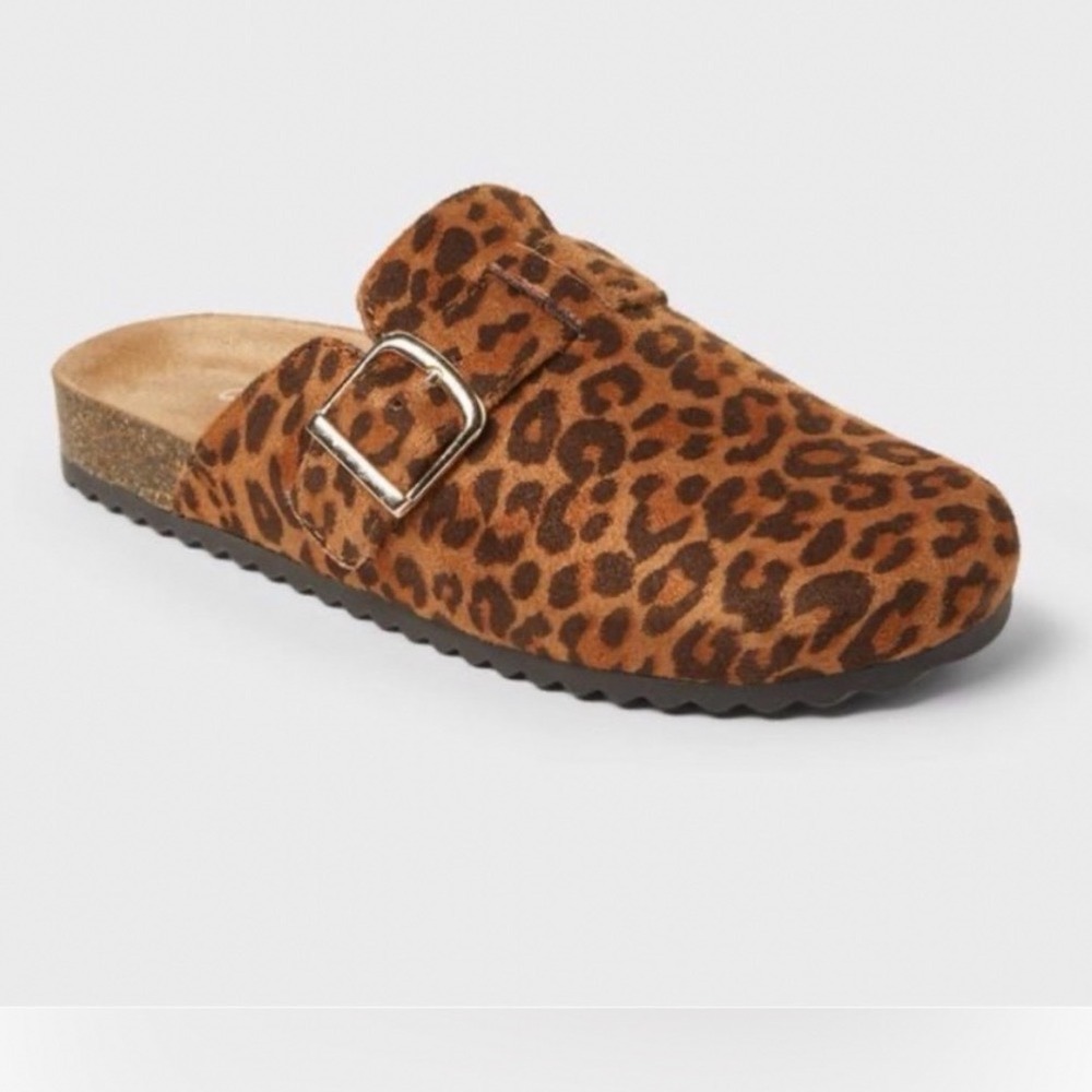 Cat & Jack Kids Leopard Print Clogs Brown Buckle Slip On Shoes Size 13 NEW Tate